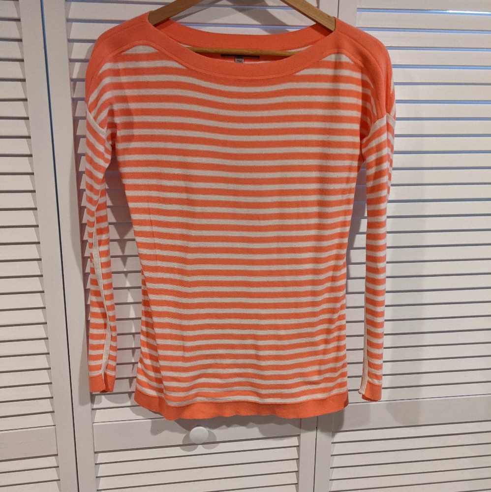 Gap Coral Striped Boatneck Sweater